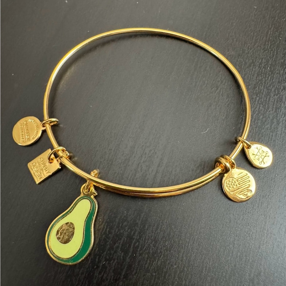 Alex and Ani Gold Avocado Charm Bracelet